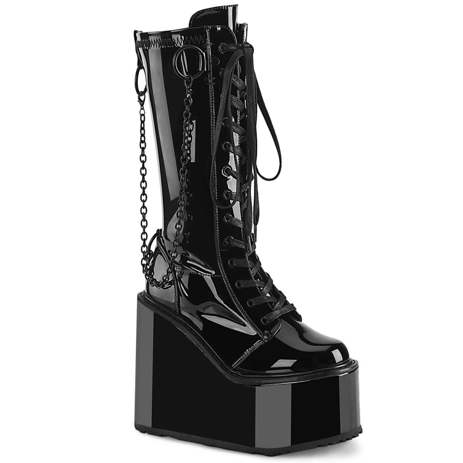 Swing-150 Botas Demonia Charol Stretch Negro
