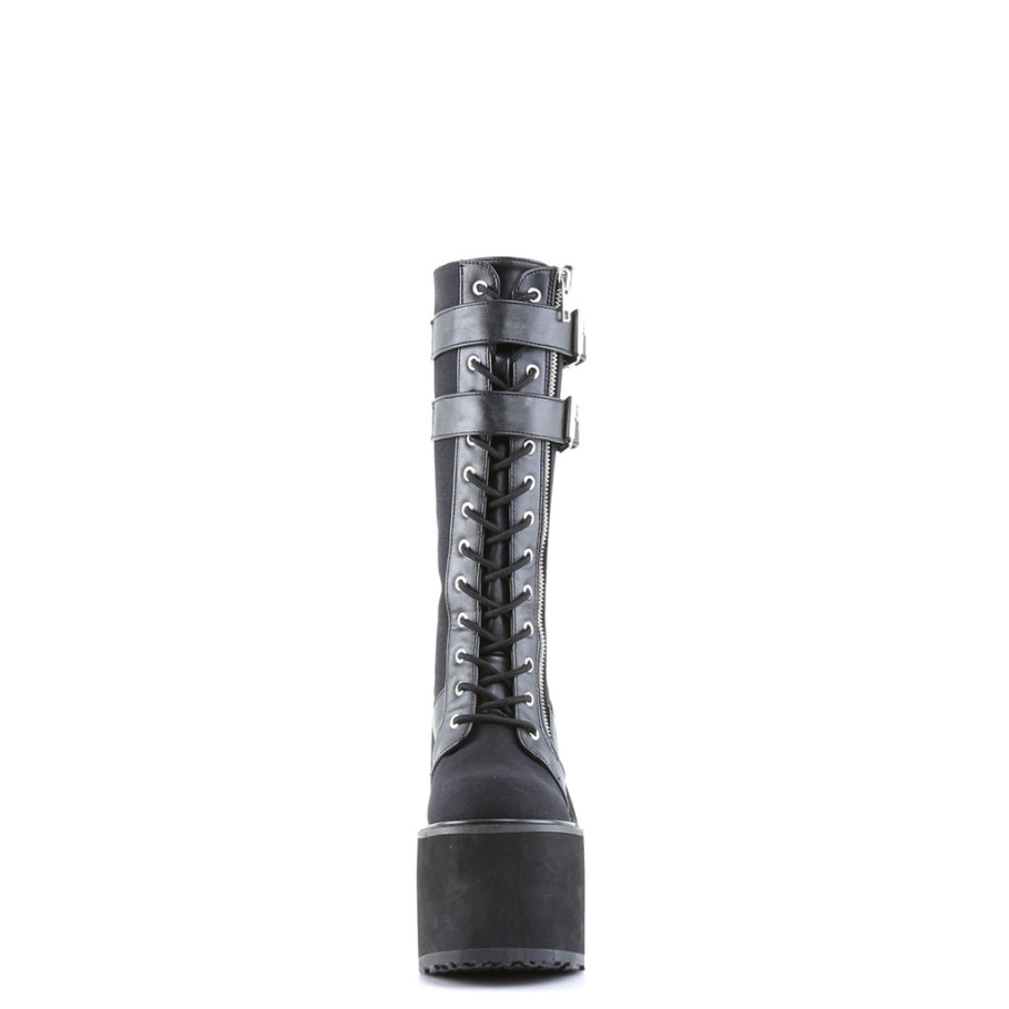 Swing-221 Botas Demonia Lona Negra-cuero Vegano