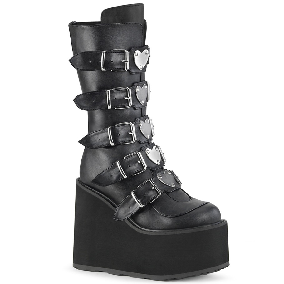 Swing-230 Botas Demonia Negras De Cuero Vegano