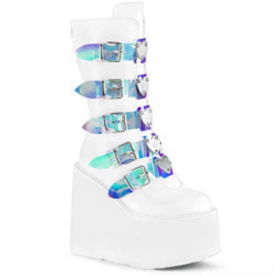 Swing-230 Botas Demonia Cuero Vegano Blanco