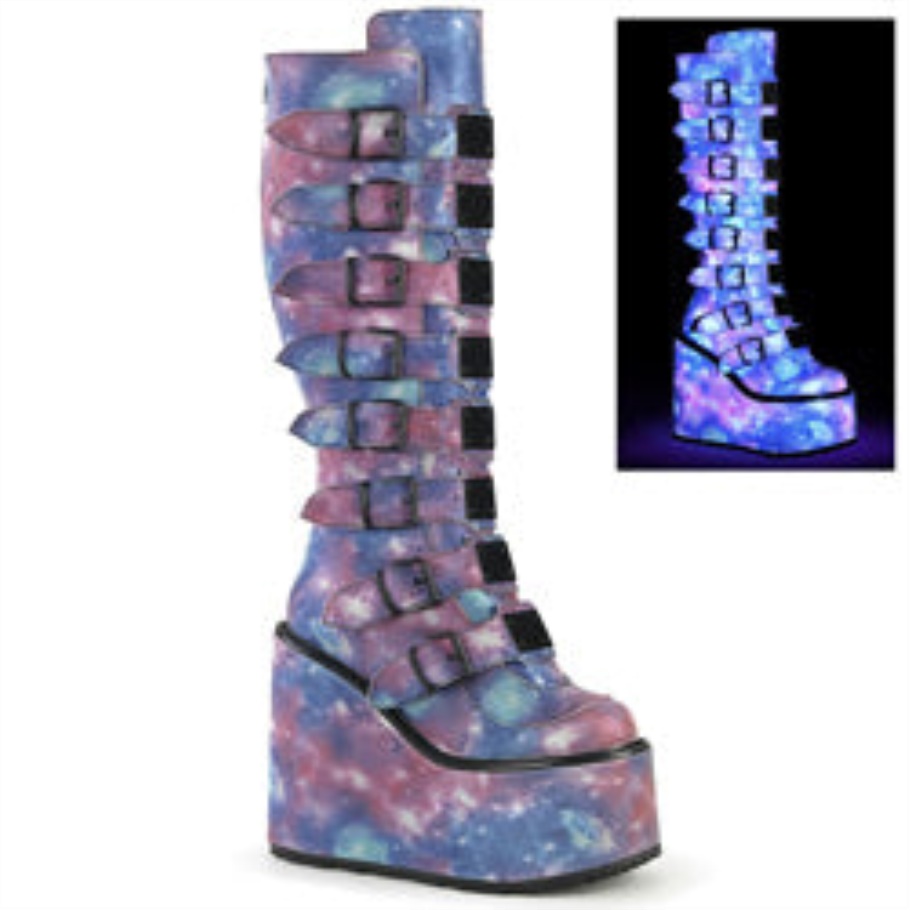 Swing-815 Cuero Vegano Reflectante Azul Demonia España