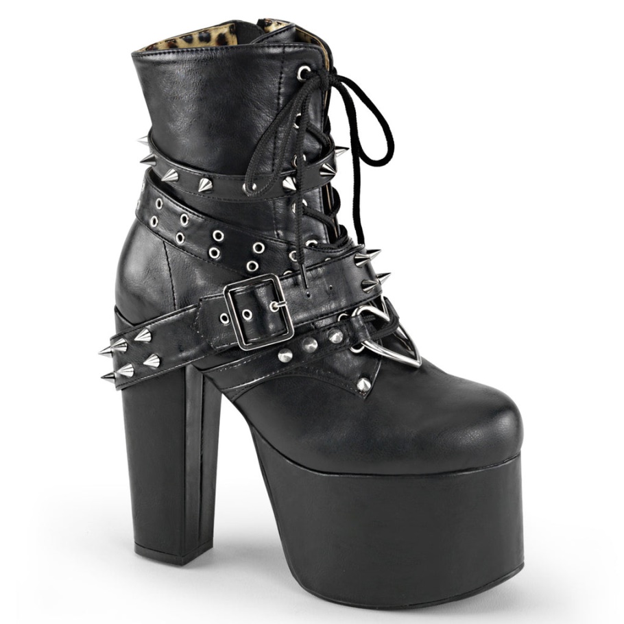 Torment-700 Botas Demonia Cuero Vegano Negro