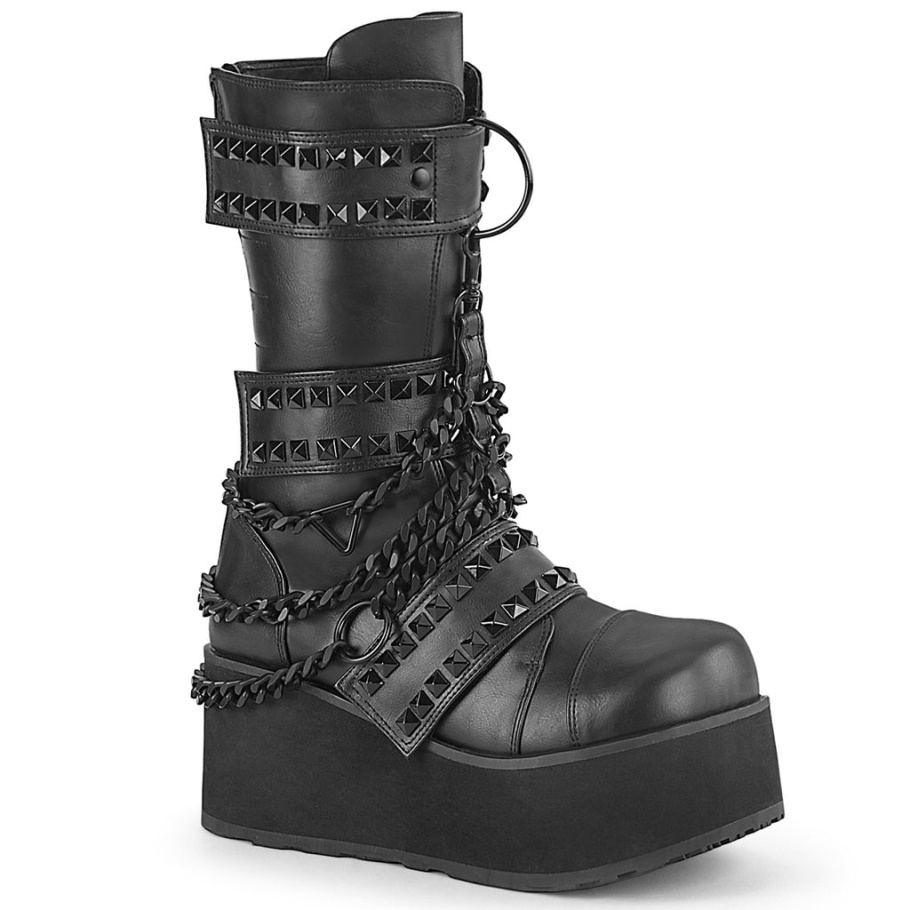 Trashville-138 Demonia Botas Cuero Vegano Negro