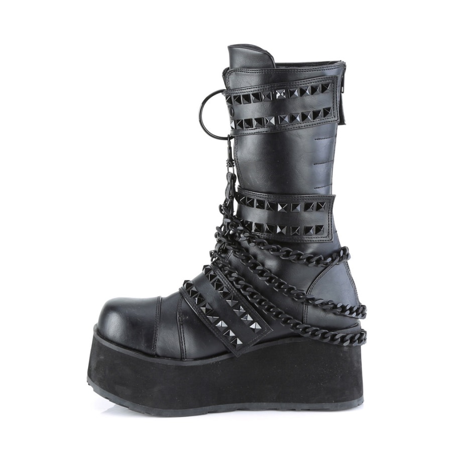 Trashville-138 Demonia Botas Cuero Vegano Negro