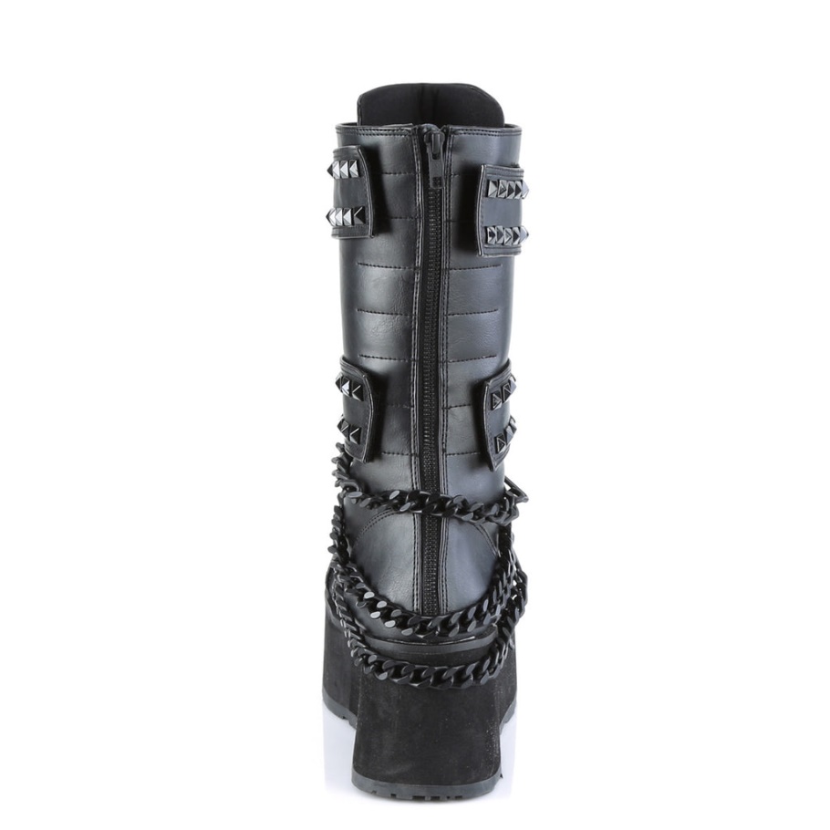 Trashville-138 Demonia Botas Cuero Vegano Negro