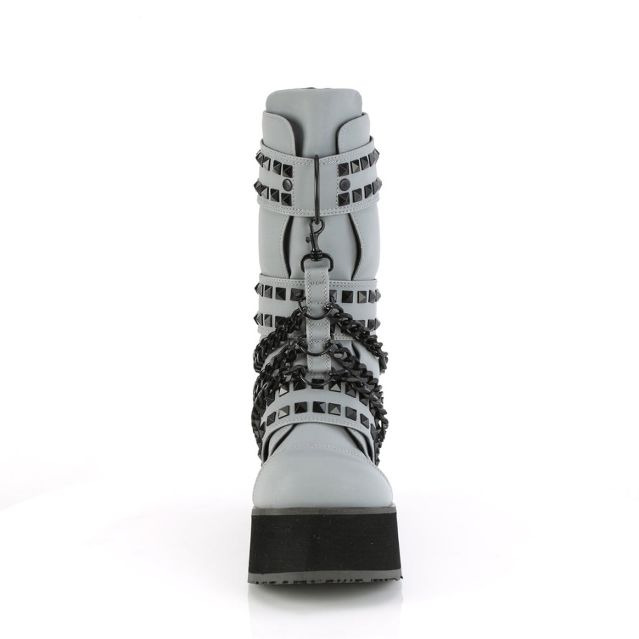 Trashville-138 Botas Demonia Piel Vegana Multi Reflectante Gris