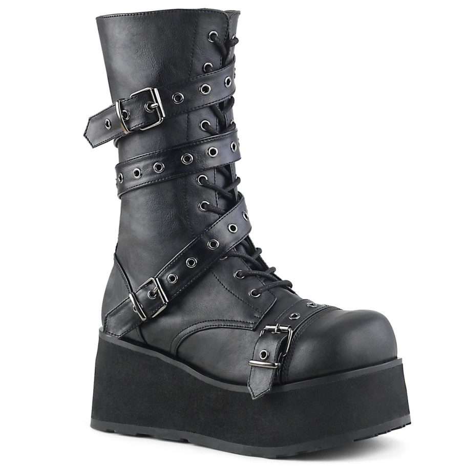 Trashville-205 Demonia Botas Cuero Vegano Negro