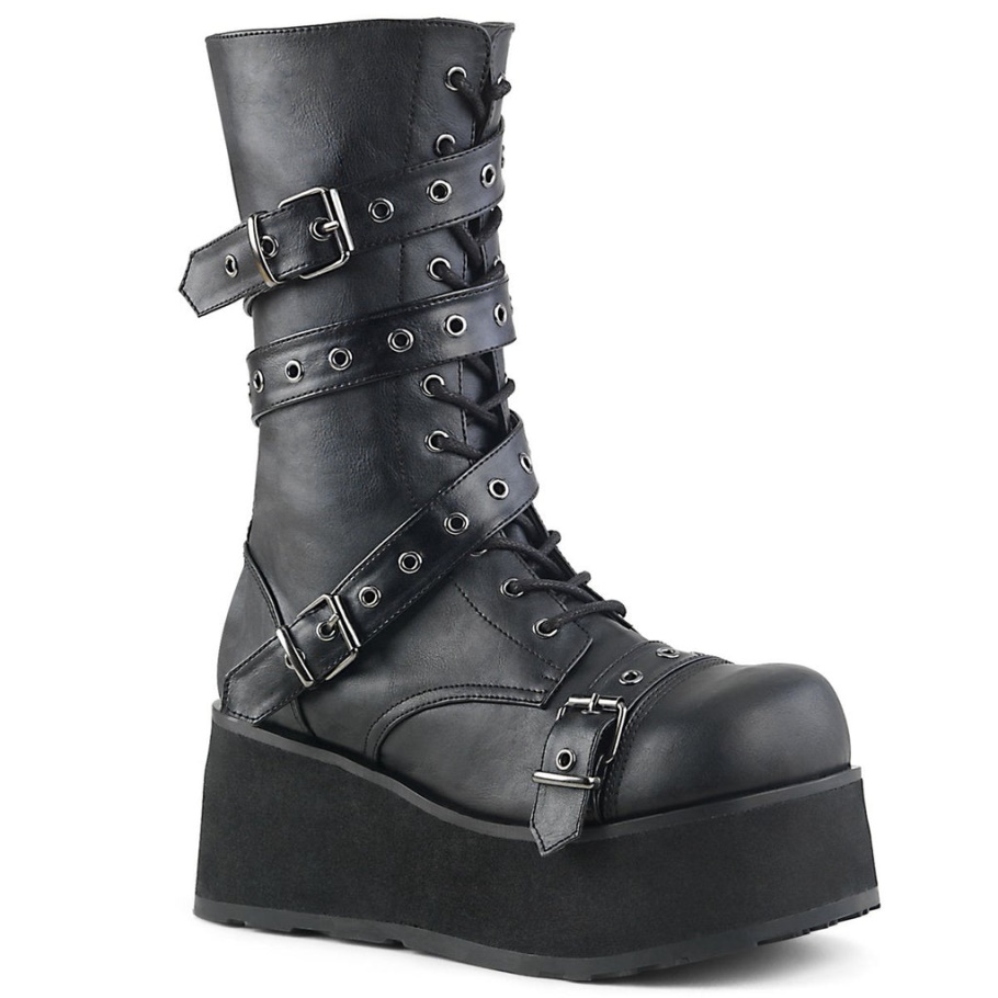 Trashville-205 Demonia Botas Cuero Vegano Negro
