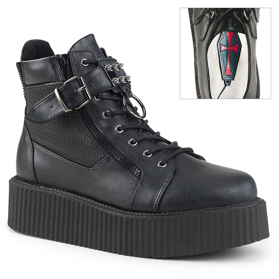 V-creeper-566 Demonia Spain Cuero Vegano Negro