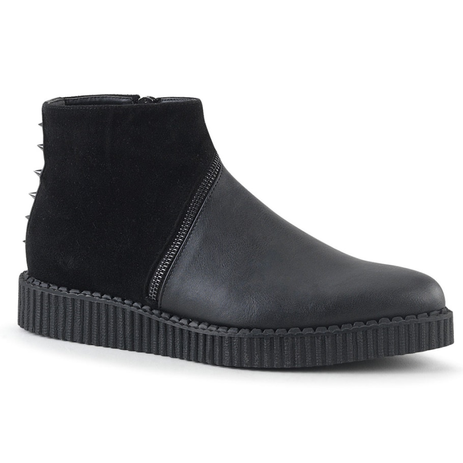V-creeper-750 Cuero Vegano Negro-microfibra Demonia Botas