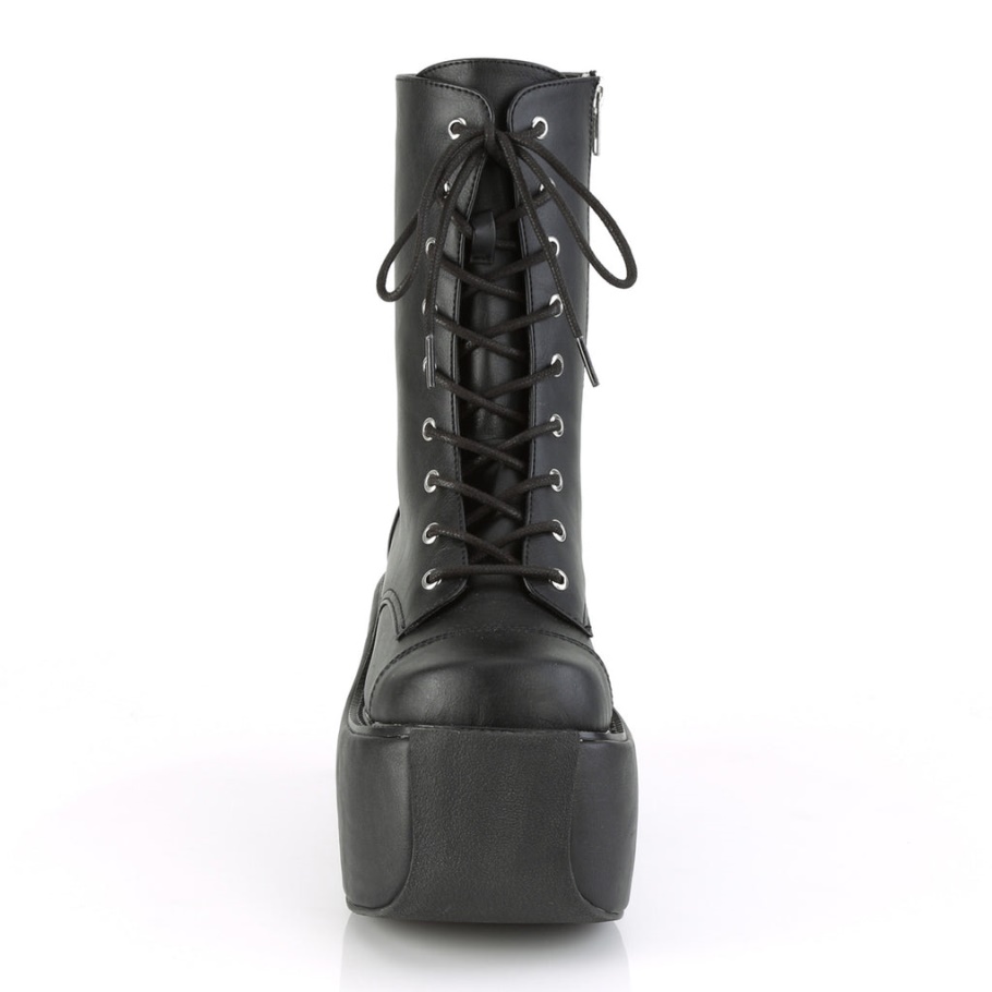Violet-120 Negro Cuero Vegano Demonia Botas