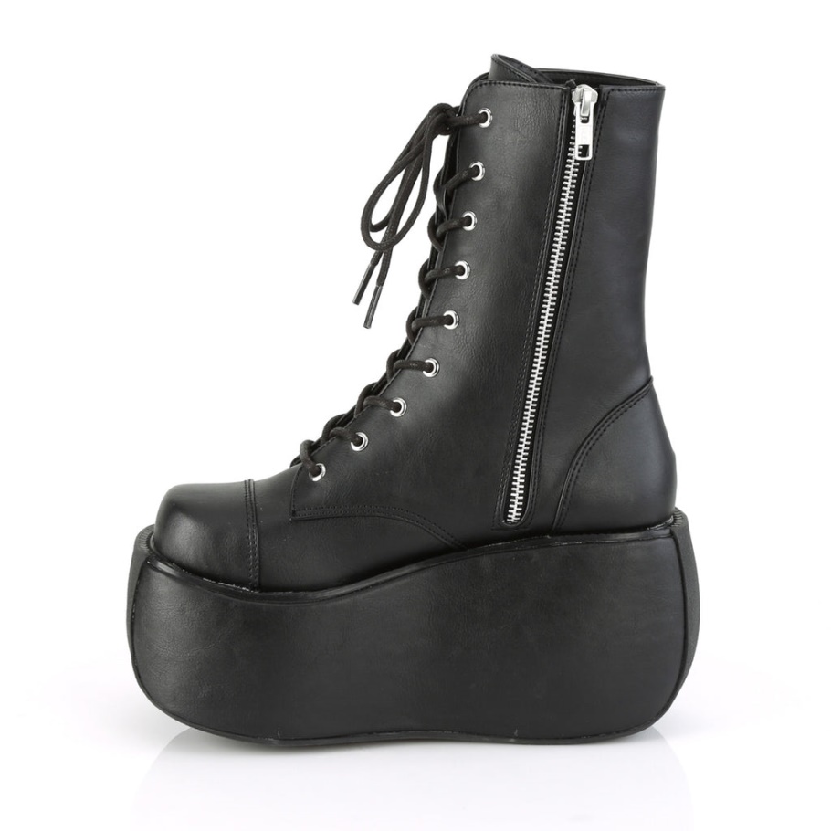 Violet-120 Negro Cuero Vegano Demonia Botas