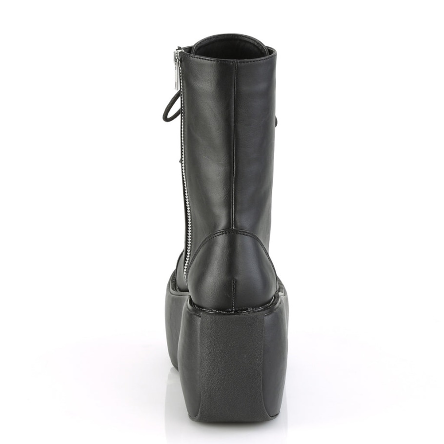 Violet-120 Negro Cuero Vegano Demonia Botas