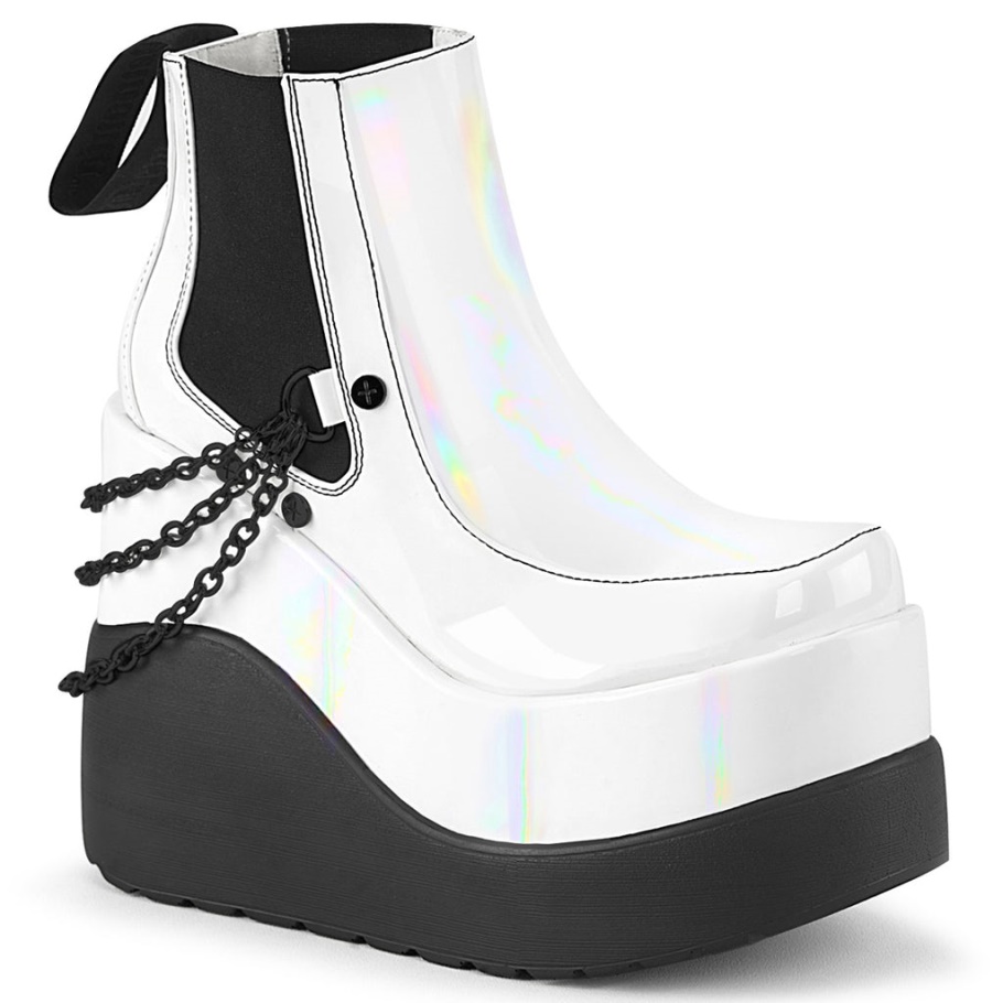 Botas De Demonio De Charol Holográfico Blanco Void-50