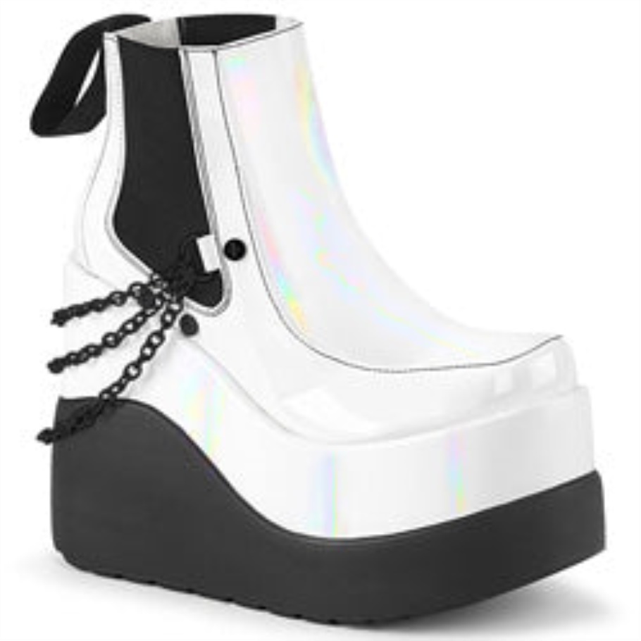 Botas De Demonio De Charol Holográfico Blanco Void-50