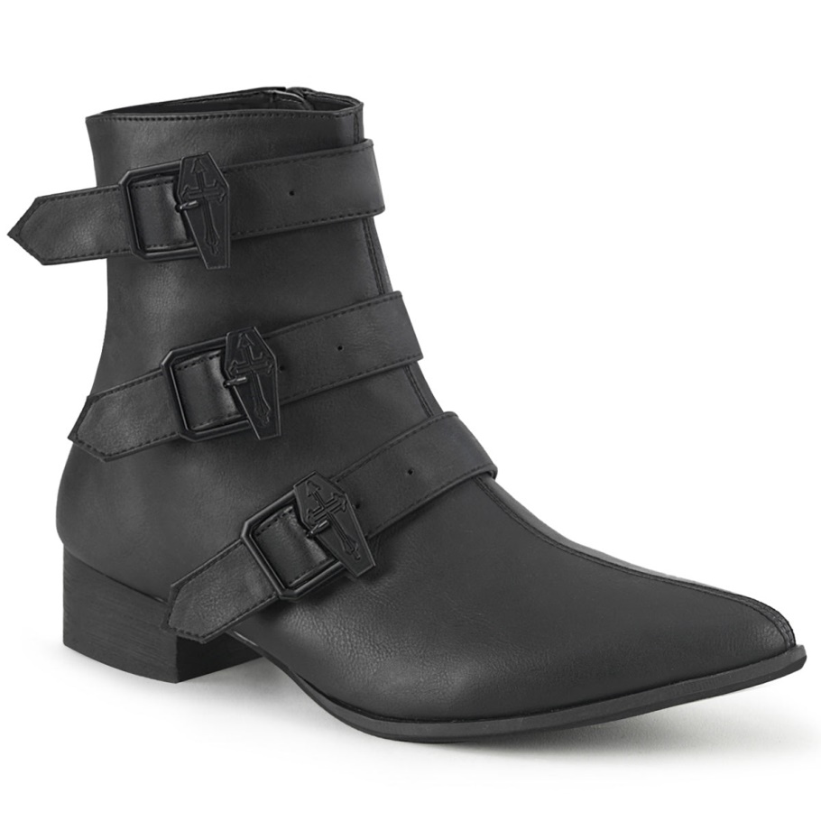 Warlock-50-c Negro Cuero Vegano Demonia Botas