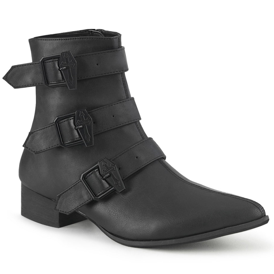 Warlock-50-c Negro Cuero Vegano Demonia Botas