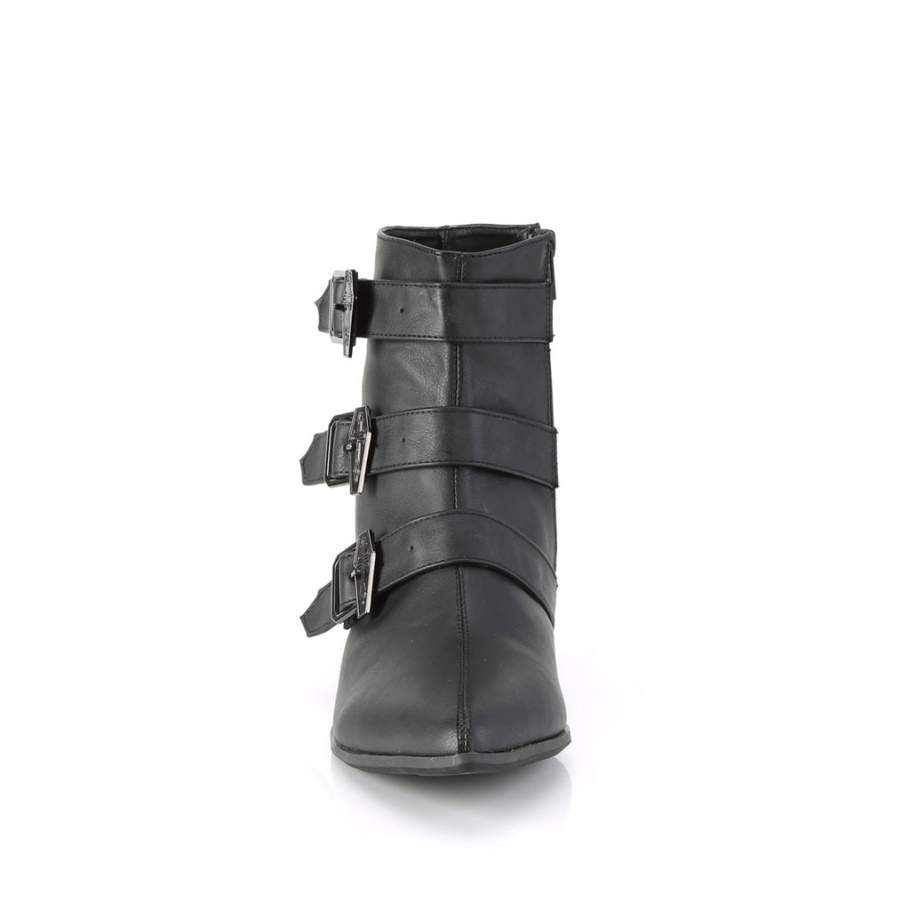Warlock-50-c Negro Cuero Vegano Demonia Botas