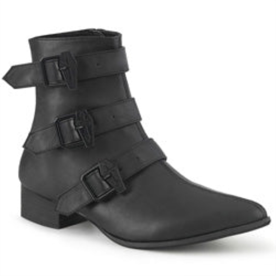 Warlock-50-c Negro Cuero Vegano Demonia Botas