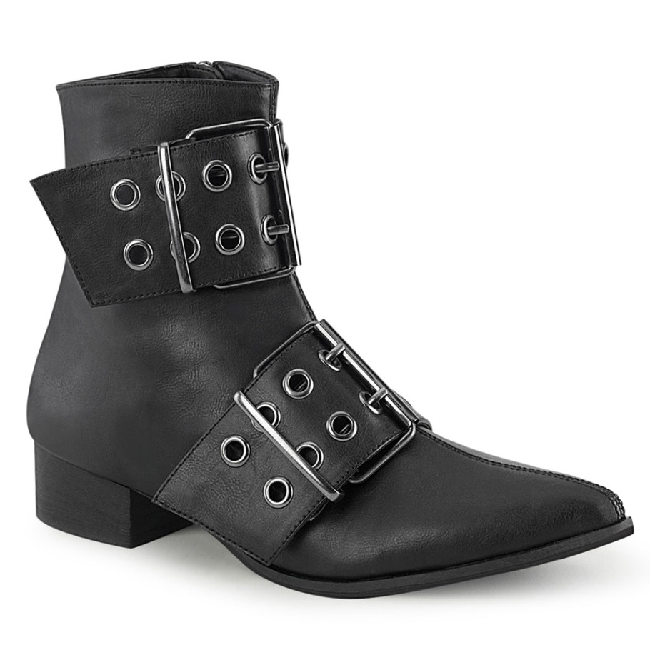Warlock-55 Demonia Botas Cuero Vegano Negro