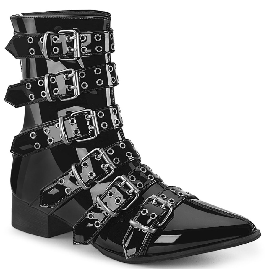 Warlock-70 Charol Negro Demonia Botas