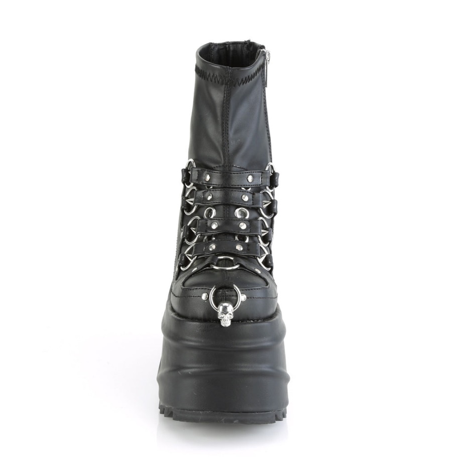 Wave-110 Botas Demonia Piel Vegana Stretch Negro