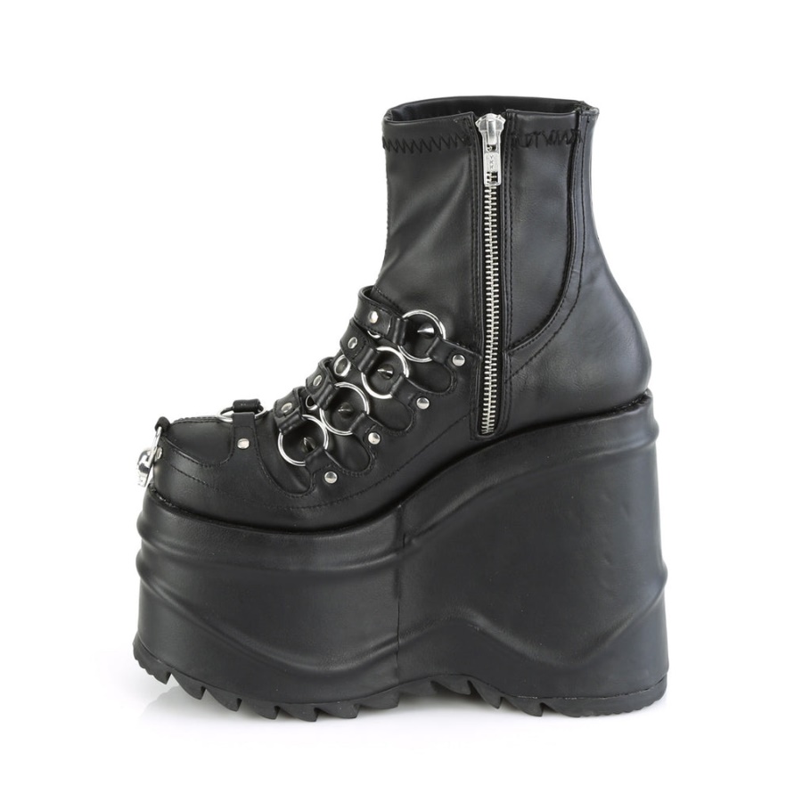 Wave-110 Botas Demonia Piel Vegana Stretch Negro