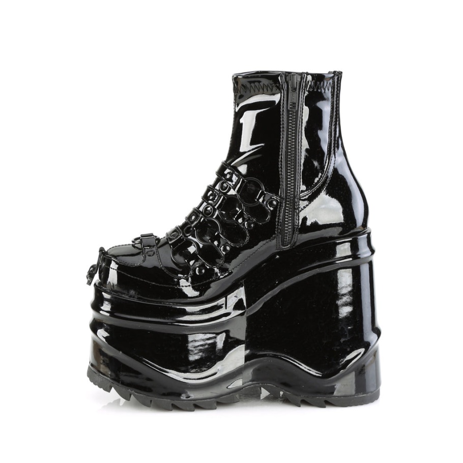 Wave-110 Botas Demonia Charol Negro