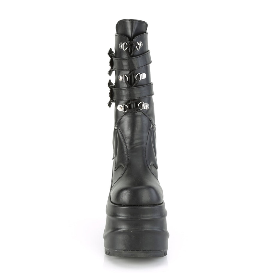 Wave-150 Demonia Botas Cuero Vegano Negro